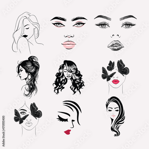 Stylized illustration of a young woman s face with vibrant colors