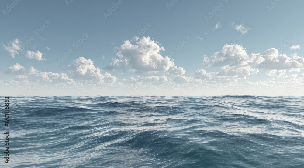 Obraz premium Vast expanse of ocean meeting a light, cloudy sky