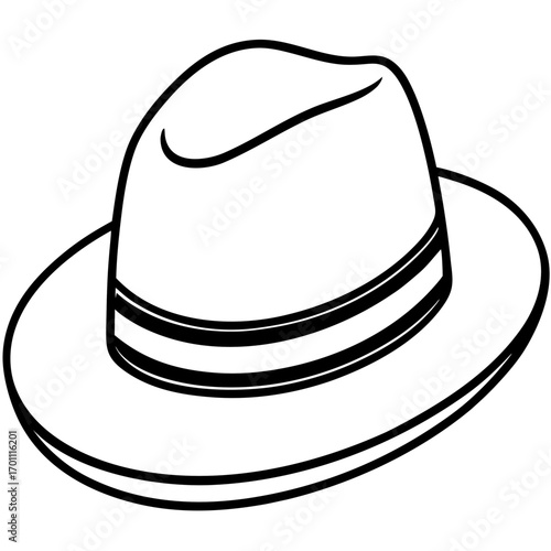 Minimal Fedora Hat Line Art Vector on White Background