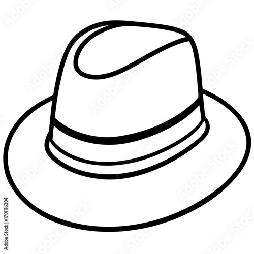 Minimal Fedora Hat Line Art Vector on White Background