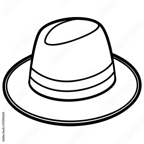 Minimal Fedora Hat Line Art Vector on White Background
