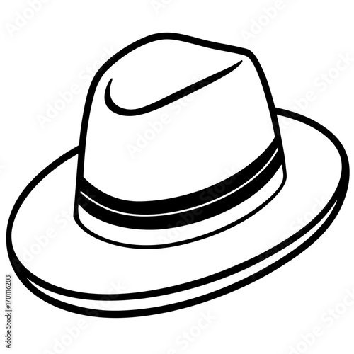 Minimal Fedora Hat Line Art Vector on White Background