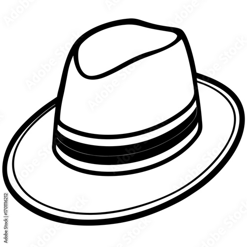 Minimal Fedora Hat Line Art Vector on White Background