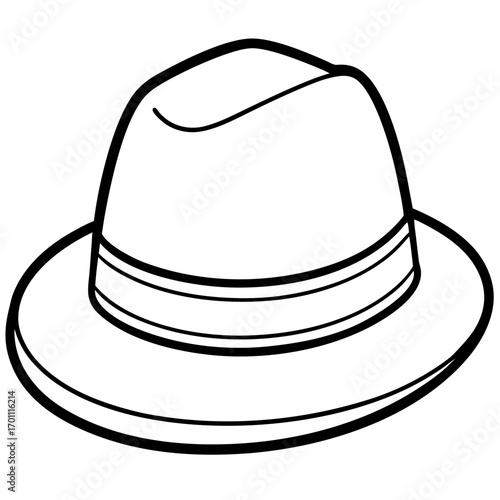 Minimal Fedora Hat Line Art Vector on White Background