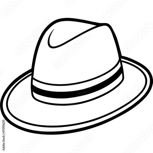 Minimal Fedora Hat Line Art Vector on White Background