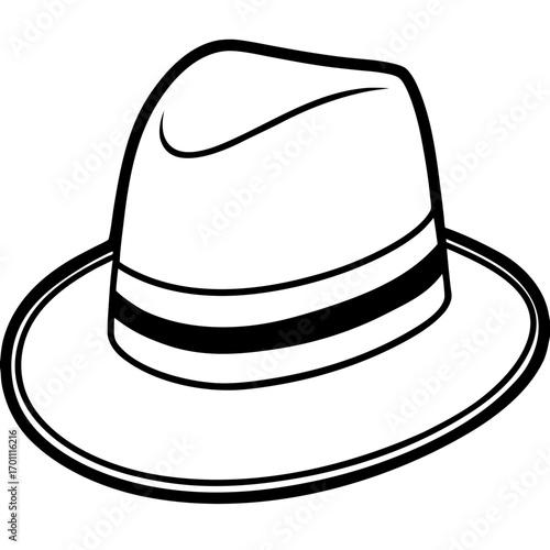 Minimal Fedora Hat Line Art Vector on White Background