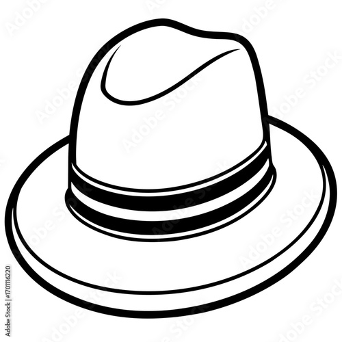 Minimal Fedora Hat Line Art Vector on White Background