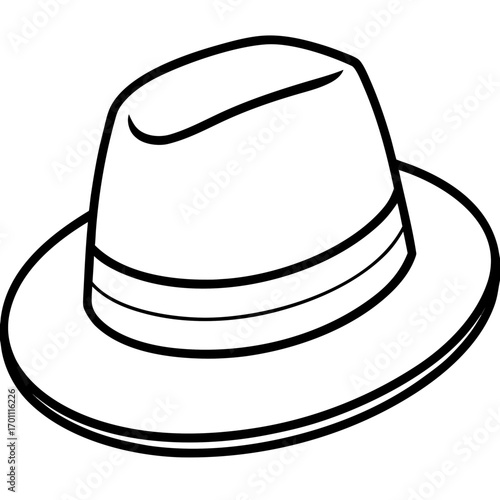 Minimal Fedora Hat Line Art Vector on White Background