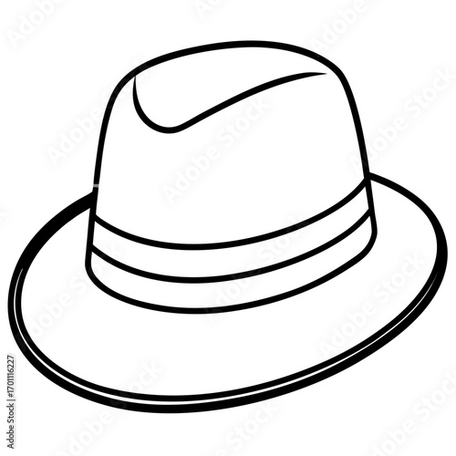 Minimal Fedora Hat Line Art Vector on White Background