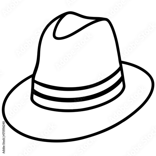 Minimal Fedora Hat Line Art Vector on White Background