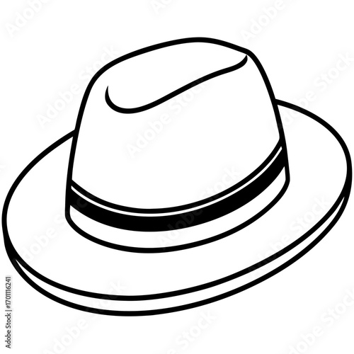 Minimal Fedora Hat Line Art Vector on White Background