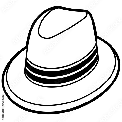 Minimal Fedora Hat Line Art Vector on White Background