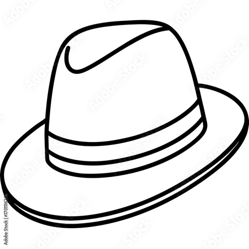 Minimal Fedora Hat Line Art Vector on White Background