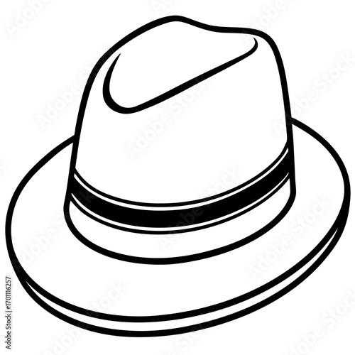 Minimal Fedora Hat Line Art Vector on White Background