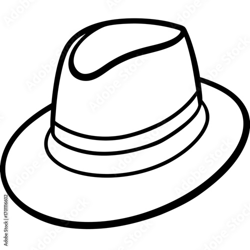 Simple Fedora Hat Outline Illustration Vector