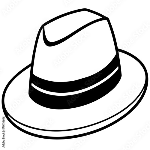 Simple Fedora Hat Outline Illustration Vector