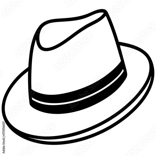 Simple Fedora Hat Outline Illustration Vector