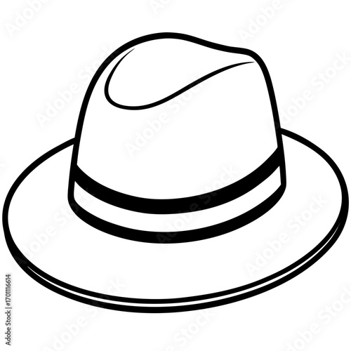 Simple Fedora Hat Outline Illustration Vector