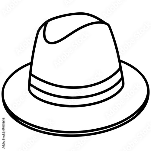 Simple Fedora Hat Outline Illustration Vector