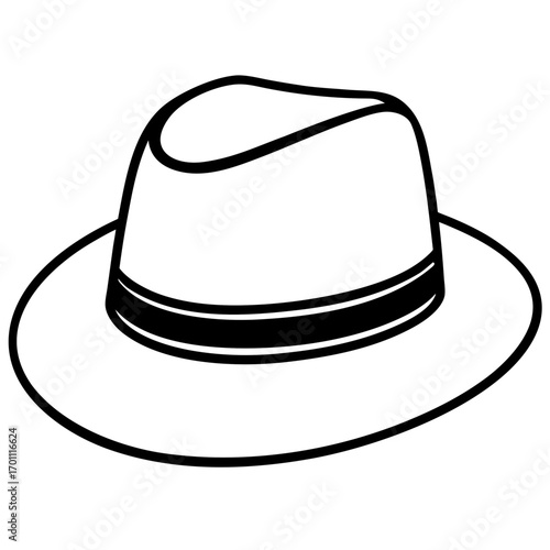 Simple Fedora Hat Outline Illustration Vector