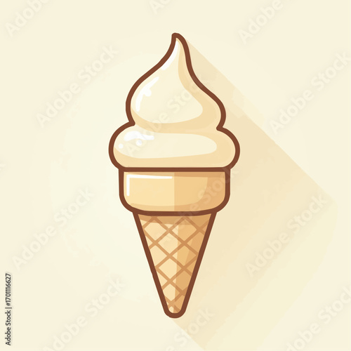 Delicious soft-serve ice cream cone on a light background