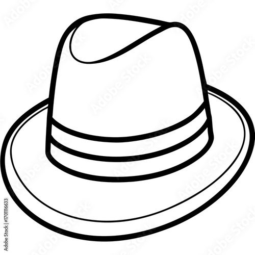 Simple Fedora Hat Outline Illustration Vector