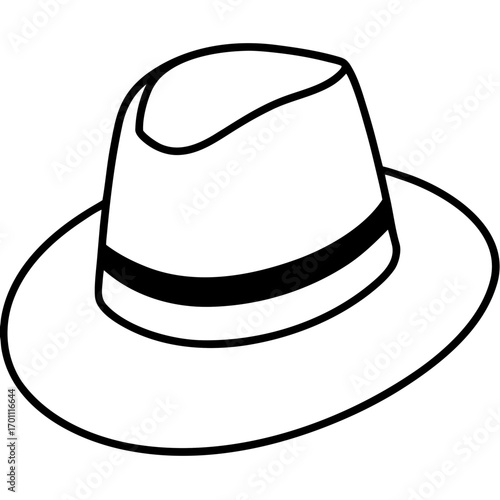 Simple Fedora Hat Outline Illustration Vector
