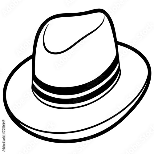 Simple Fedora Hat Outline Illustration Vector