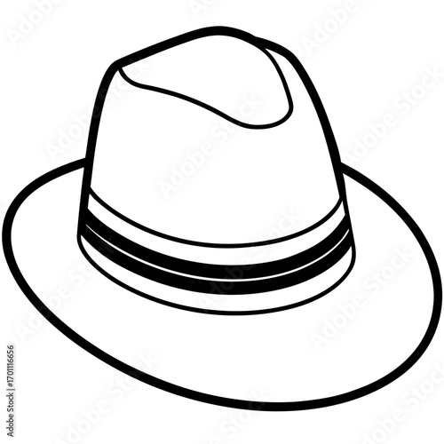 Simple Fedora Hat Outline Illustration Vector