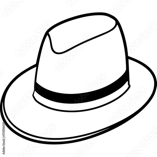 Simple Fedora Hat Outline Illustration Vector