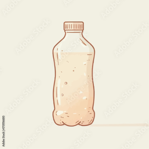 Plastic water bottle filled with refreshing water on a light background
