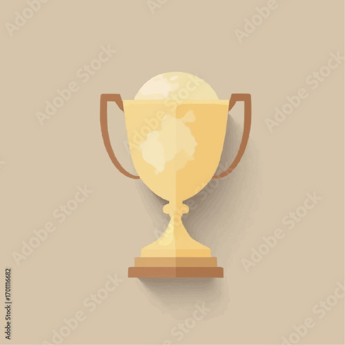 Golden trophy with handles on a light background

