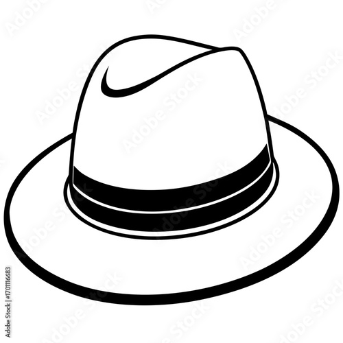 Simple Fedora Hat Outline Illustration Vector