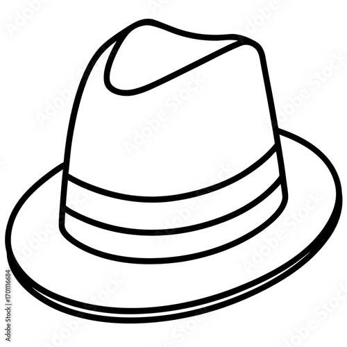 Simple Fedora Hat Outline Illustration Vector