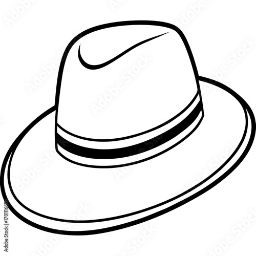 Simple Fedora Hat Outline Illustration Vector
