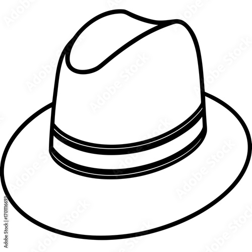 Simple Fedora Hat Outline Illustration Vector