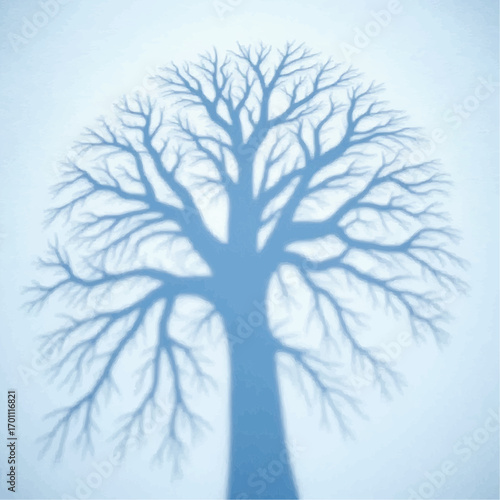 Artistic shadow of a bare tree with intricate branches cast against a light background