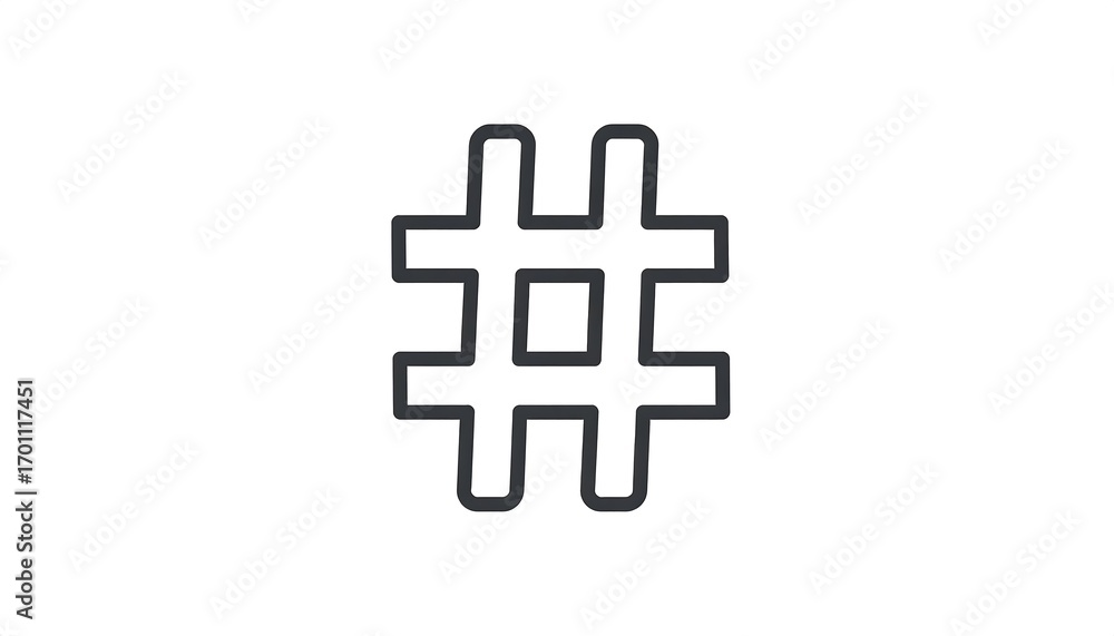 Obraz premium A simple, black outline graphic of a hashtag symbol against a plain white background.