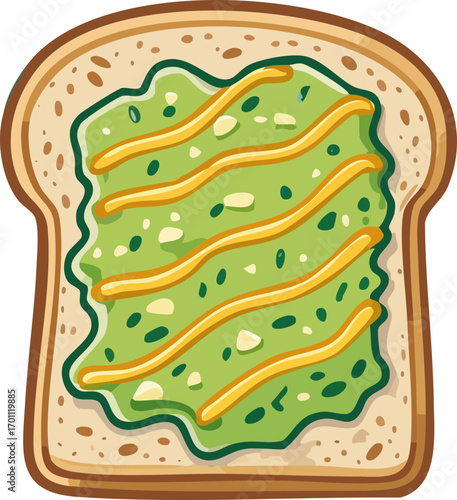 Vector Illustration of Delicious Avocado Toast, Cut Out Cartoon