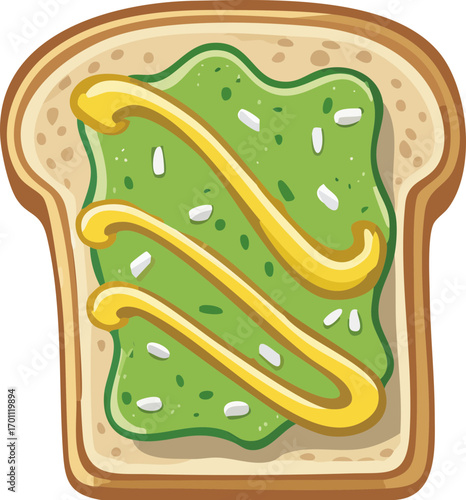Vector Illustration of Delicious Avocado Toast, Cut Out Cartoon