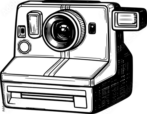 silhouette vector of Retro Instant Camera isolated on white background svg png
