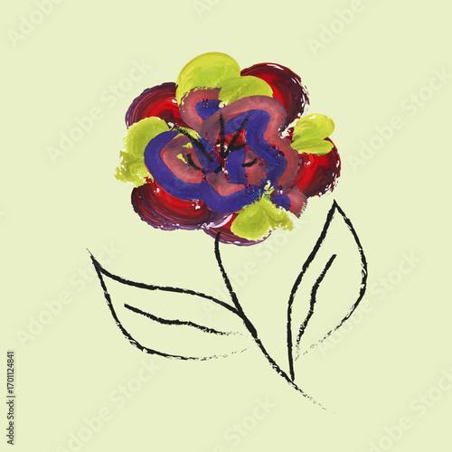 Art & Illustration, Vector flower in acrylic or oil paint brush stroke style, grunge style , день народження,день Валентина, історія кохання, подарунок 