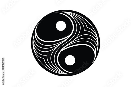 yin yang symbol made of stones vector design icon