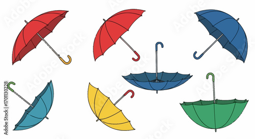 Colorful Umbrella Collection: A Vibrant and Whimsical Illustration for Weather Forecasts, Seasonal Promotions, and Creative Designs