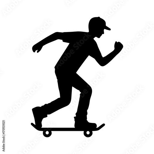 silhouette skateboarder, man on skateboard isolated