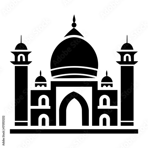 Icon a taj mahal simple black line