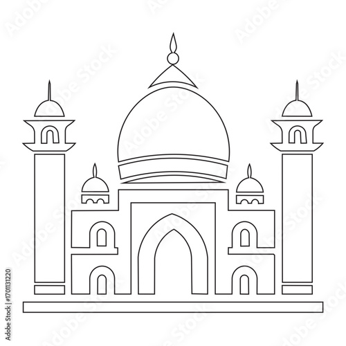 Icon a taj mahal simple black line