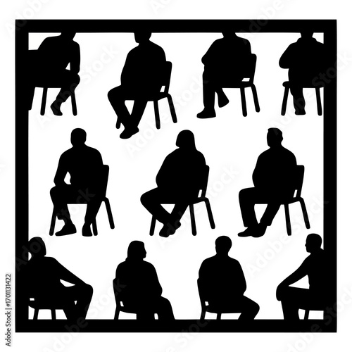 Group of Silhouettes Sitting in Chairs