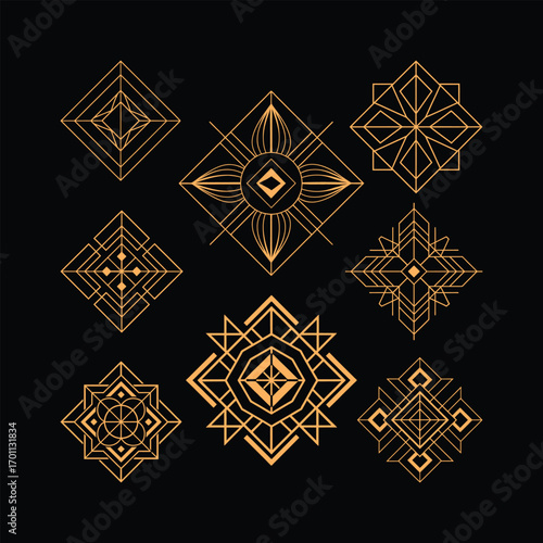 Geometric Golden Pattern Design – Elegant Decorative Abstract Illustration