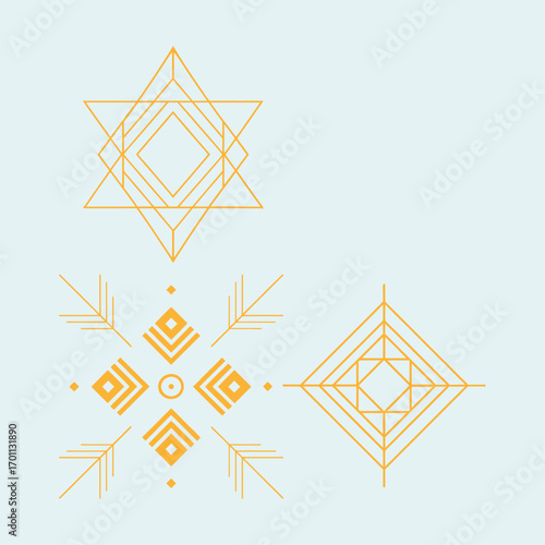 Geometric Golden Pattern Design – Elegant Decorative Abstract Illustration